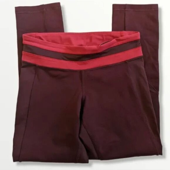 Lululemon Athletica Give Me Qi Crop Burgundy Workout Leggings SZ 4 - Picture 5 of 10
